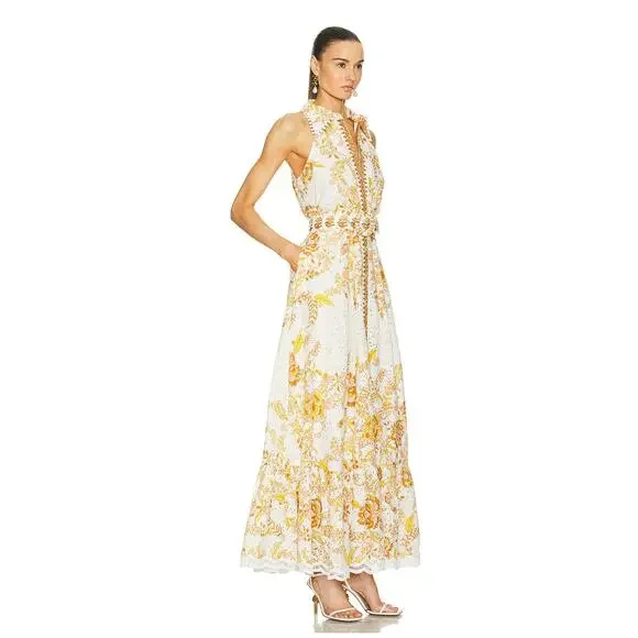 HEMANT AND NANDITA Tora Long Belt Buckle Dress in Off White - Picture 3 of 11